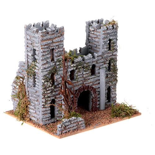 Schloss mit rustikalen Mauern, Krippenzubehör, für 4 cm Figuren, 15x15x15 cm 3