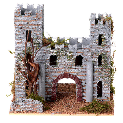 Château murs pierre style rustique 15x15x15 cm crèche 4 cm 1