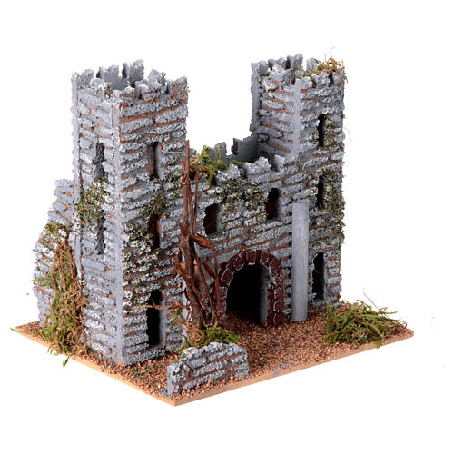 Château murs pierre style rustique 15x15x15 cm crèche 4 cm 3