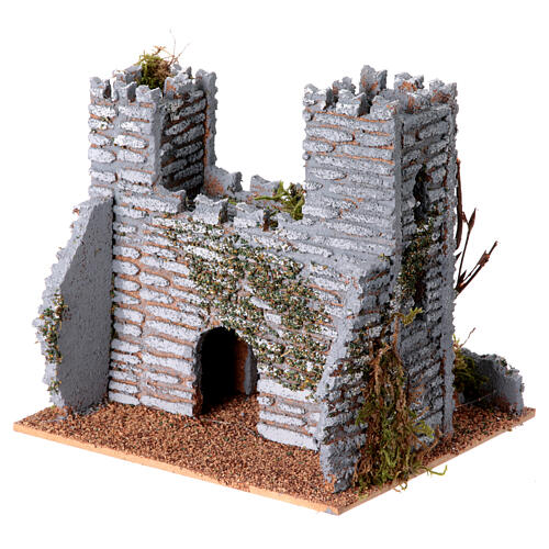 Château murs pierre style rustique 15x15x15 cm crèche 4 cm 4