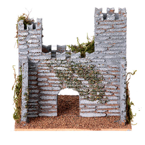 Rustic style castle walls stone 15x15x15 cm nativity scene 4 cm 5