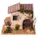 Miniature rustic house 15x20x15cm with flickering fire, 6cm nativity scene s1