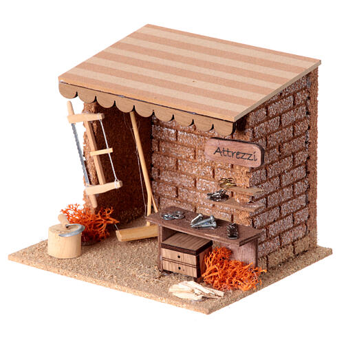 Tartak z narzędziami, do szopki 8 cm, 15x15x15 cm 2