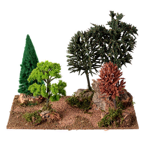 Sentiero di campagna con boschetto 20x25x15 cm presepe 6-8 cm 1
