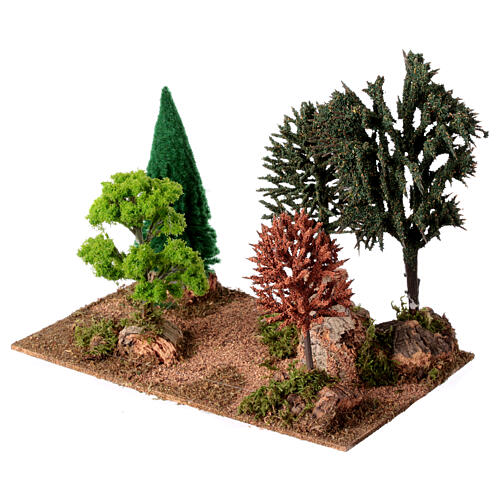 Sentiero di campagna con boschetto 20x25x15 cm presepe 6-8 cm 2
