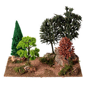 Caminho de terra com bosque 20x25x15 cm para presépio de 6-8 cm