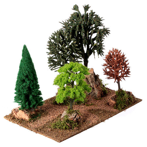 Caminho de terra com bosque 20x25x15 cm para presépio de 6-8 cm 3