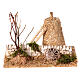 Rural setting with bundle of straw and stone wall, 15x20x15 cm, for 8 cm Nativity Scene s1