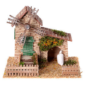 Molino de viento 25x30x25 cm con movimiento planta trepadora belén 8 cm