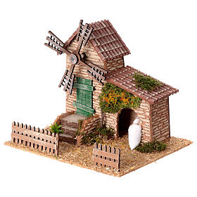 Molino de viento 25x30x25 cm con movimiento planta trepadora belén 8 cm