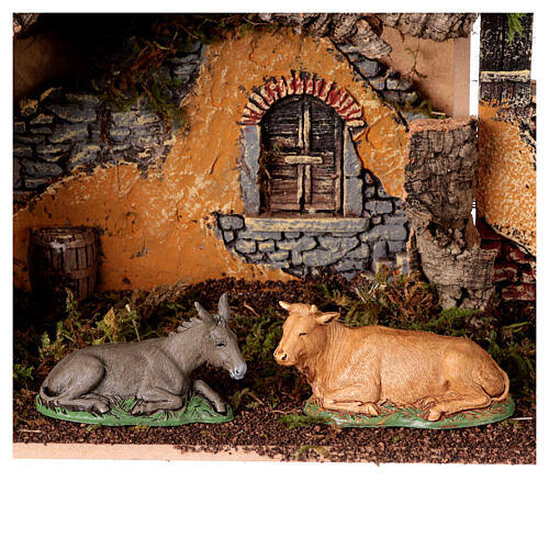Stable of 25x50x25 cm with Moranduzzo Nativity, plaster house, for characters of 10 cm 6