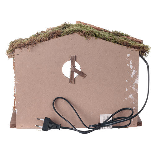 Stable with straw and moss for 8 cm Nativity Scene, 25x30x20 cm 4