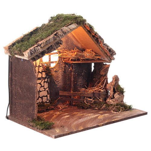 Illuminated stone stable for 15 cm Nativity Scene, 40x45x25 cm 3