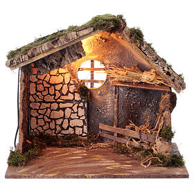 Cabaña ladrillos musgo iluminada 15 cm 40x45x25 cm
