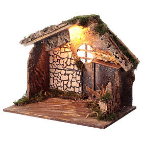 Cabaña ladrillos musgo iluminada 15 cm 40x45x25 cm