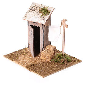 Latrine with clothes on a line, 15x15x15 cm, for 6 cm Nativity Scene