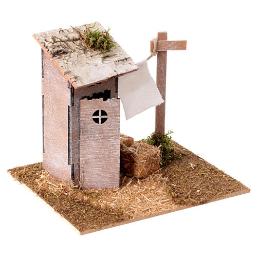 Latrine with clothes on a line, 15x15x15 cm, for 6 cm Nativity Scene 3