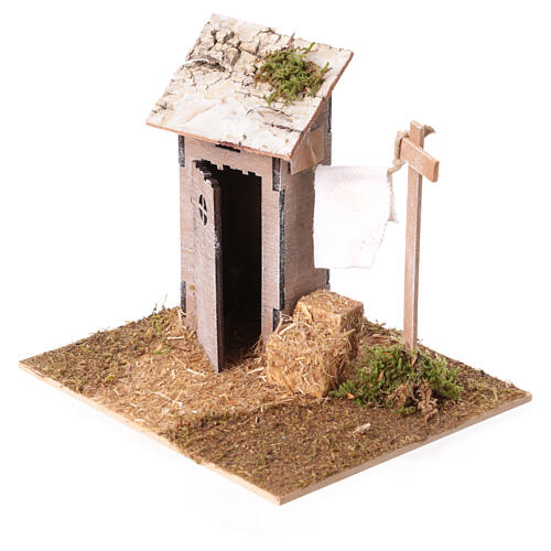 Letrina con ropa tendida 15x15x15 cm belén 6 cm 2