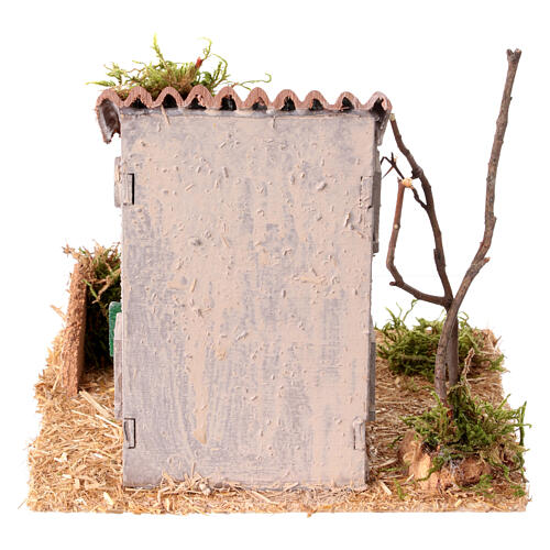 Rustic house for 4 cm Nativity Scene, wood, 15x15x15 cm 4