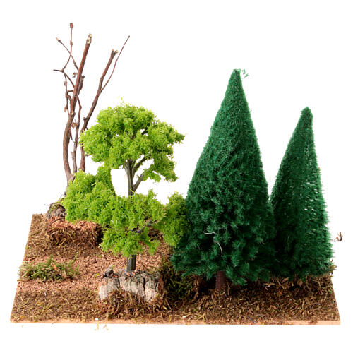 Weg durch den Wald führend, mit Holzstapel, Krippenzubehör, für 6-8 cm Figuren, 15x20x15 cm 4