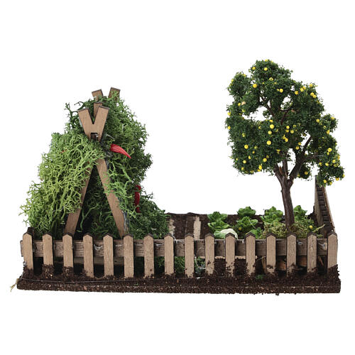 Eingezäunter üppiger Gemüsegarten, Krippenzubehör, für 8 cm Figuren, 15x20x15 cm 4