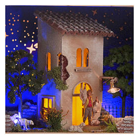 Nativity Box of 20x25x20 cm, shepherd with house and garden, for 6.5 cm Nativity Scene