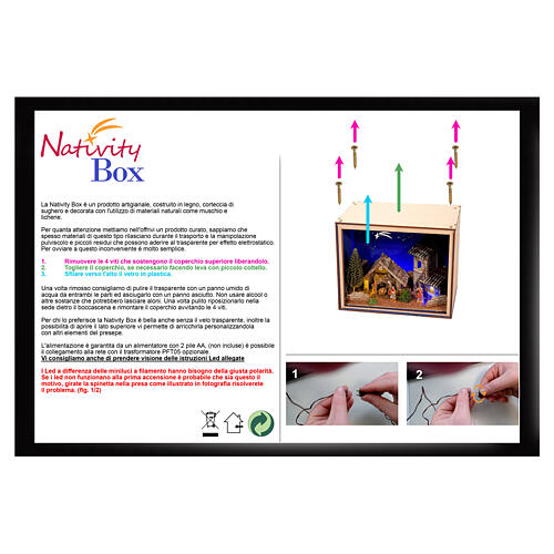 Nativity Box pastore con gregge casetta 20x25x20cm presepe 6,5 cm 7