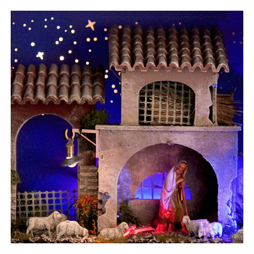 Nativity Box house shepherd with flock 20x25x20cm nativity scene 6.5 cm 2