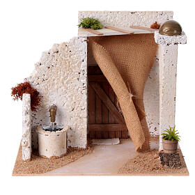 Fountain with Arab courtyard and tent 20x25x20cm nativity scene 10 cm