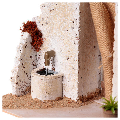 Fountain with Arab courtyard and tent 20x25x20cm nativity scene 10 cm 2