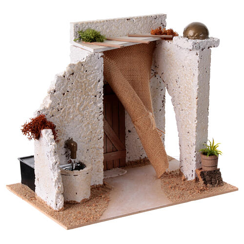 Fountain with Arab courtyard and tent 20x25x20cm nativity scene 10 cm 4