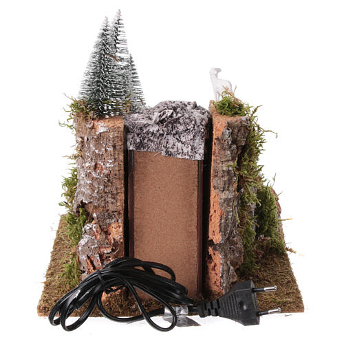 Waterfall in the mountains with pines and sheeps, 25x25x25 cm, electric pump, for 6-8 cm Nativity Scene 5