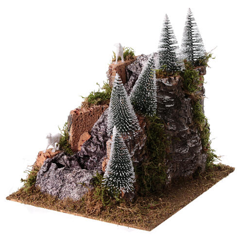 Cascada rocosa alpina pinos ovejas 25x25x25 cm bomba eléctrica belén 6-8 cm 3