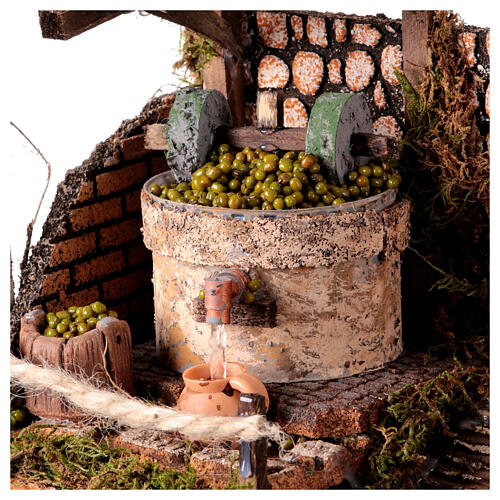 Olive press with water pump for 10 cm Nativity Scene, 25x25x25 cm 2