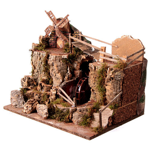 Mountain scene with windmill and watermill for 10-12 cm Nativity Scene, 40x50x35 cm 3