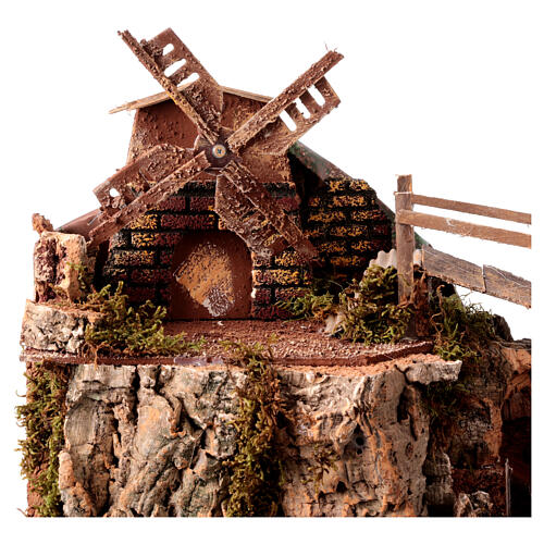 Mountain scene with windmill and watermill for 10-12 cm Nativity Scene, 40x50x35 cm 4