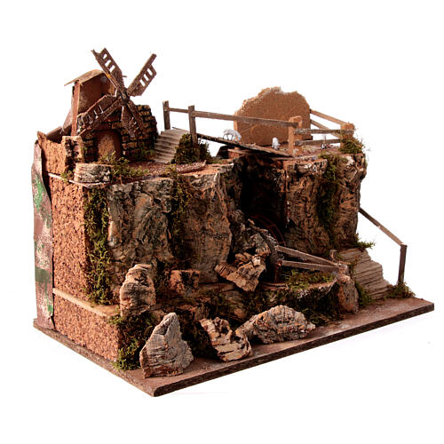 Mountain scene with windmill and watermill for 10-12 cm Nativity Scene, 40x50x35 cm 5