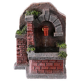 Brunnen elektrisch, Ziegeloptik, Resin/Kunststoff – für 8-cm-Krippe, 15×10×15 cm