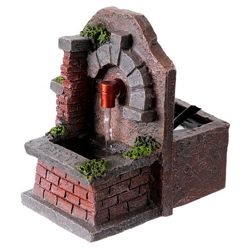 Brunnen elektrisch, Ziegeloptik, Resin/Kunststoff – für 8-cm-Krippe, 15×10×15 cm 2