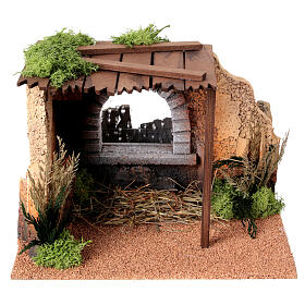 Stable with rain effect for 14-16 cm Nativity Scene, 30x30x25 cm