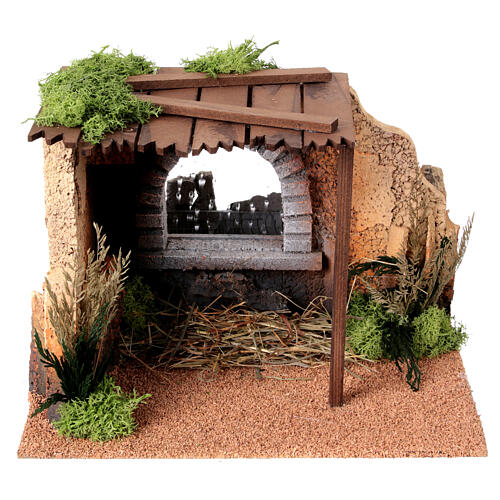 Stable with rain effect for 14-16 cm Nativity Scene, 30x30x25 cm 1