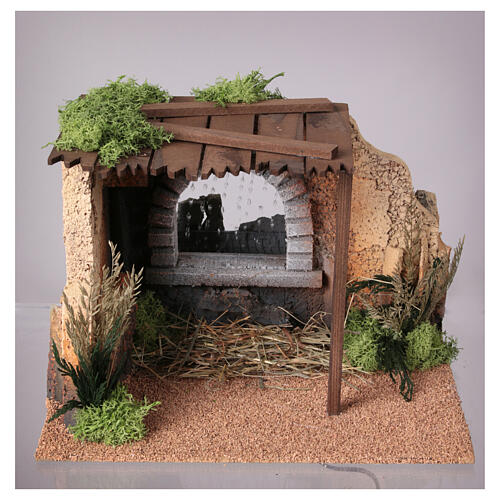 Stable with rain effect for 14-16 cm Nativity Scene, 30x30x25 cm 3