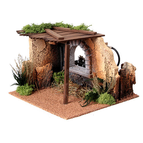 Stable with rain effect for 14-16 cm Nativity Scene, 30x30x25 cm 5