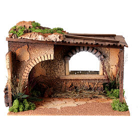 Nativity stable with rain effect for 14-18 cm characters, 30x40x30 cm
