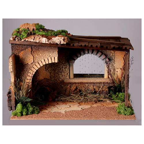 Nativity stable with rain effect for 14-18 cm characters, 30x40x30 cm 3