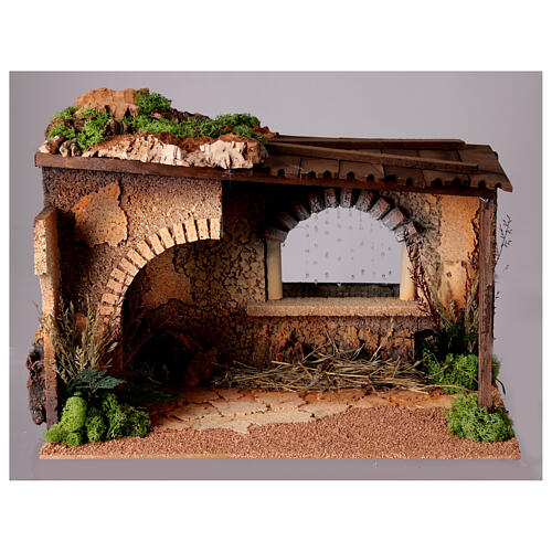 Stajenka do szopki z efektem deszczu, 30x40x30 cm, do figurek 14-18 cm 3