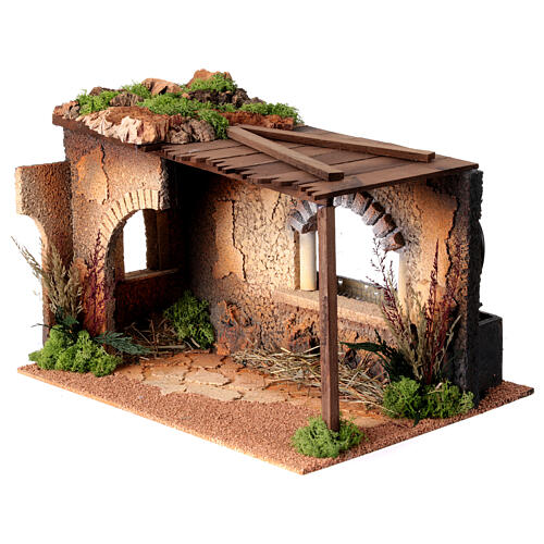Stajenka do szopki z efektem deszczu, 30x40x30 cm, do figurek 14-18 cm 5