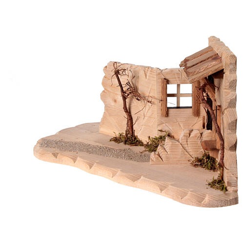 Tavern scene of natural wood for Original Ulrich Nativity Scene of 10 cm, Val Gardena, 20x45x20 cm 3