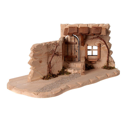 Tavern scene of natural wood for Original Ulrich Nativity Scene of 10 cm, Val Gardena, 20x45x20 cm 4