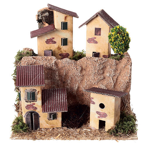 Petite bourgade sur colline 15x15x15 cm crèche 10-12 cm 1